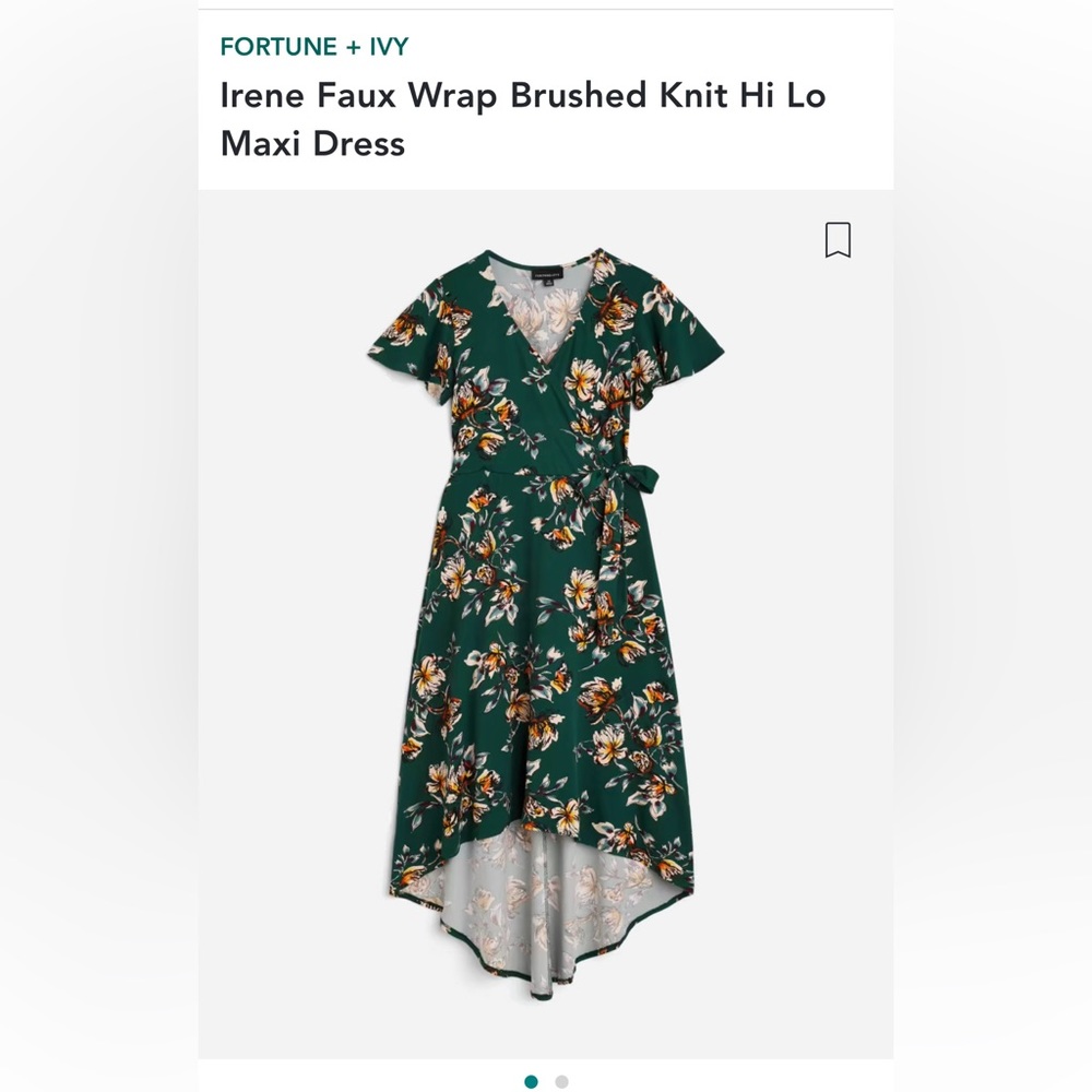 Fortune + Ivy Faux Wrap brushed Knit Hi Lo dress